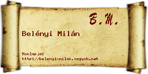 Belényi Milán névjegykártya